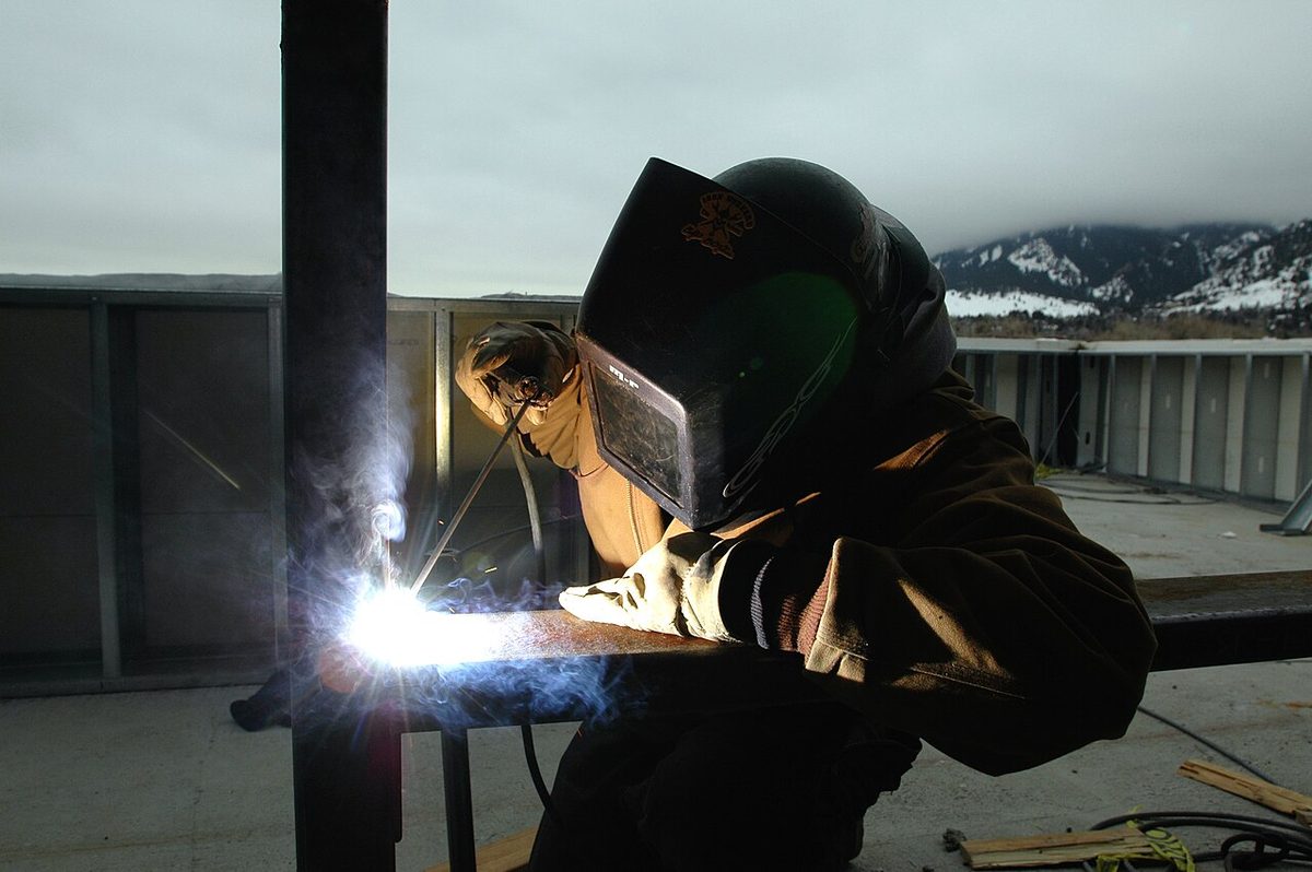 Welder joining steel